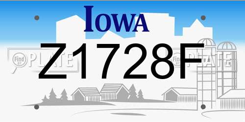Z1728F Iowa License Plate