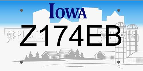 Z174EB Iowa License Plate
