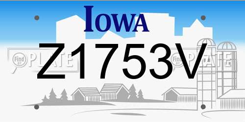 Z1753V Iowa License Plate