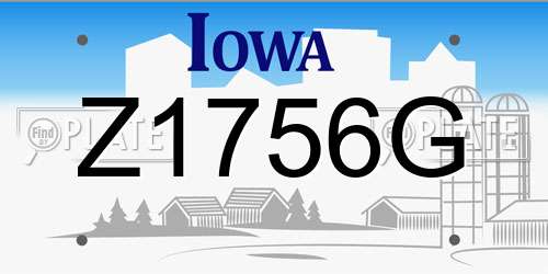 Z1756G Iowa License Plate