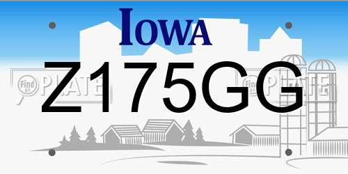 Z175GG Iowa License Plate