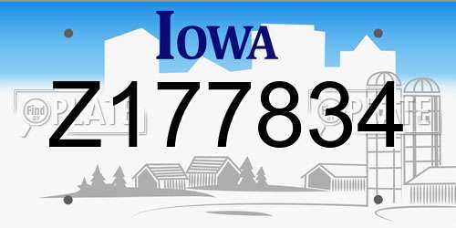 Z177834 Iowa License Plate