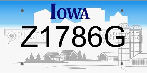 Z1786G Iowa License Plate