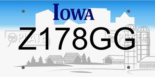 Z178GG Iowa License Plate