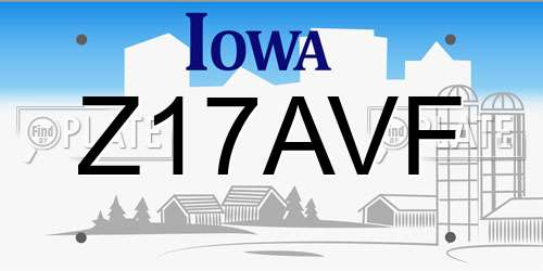 Z17AVF Iowa License Plate