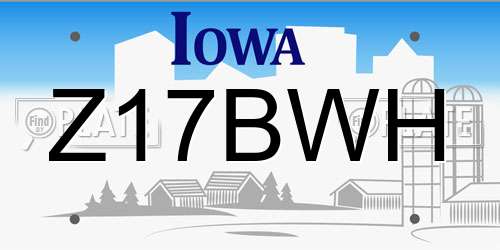 Z17BWH Iowa License Plate
