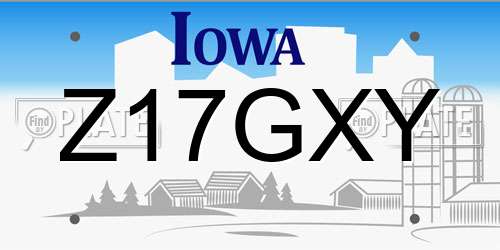 Z17GXY Iowa License Plate