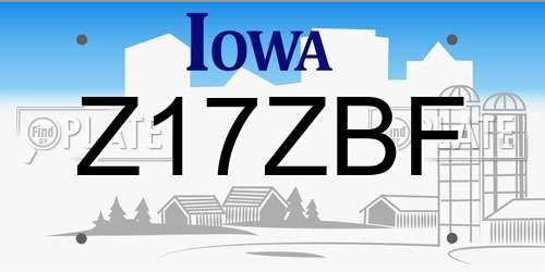 Z17ZBF Iowa License Plate