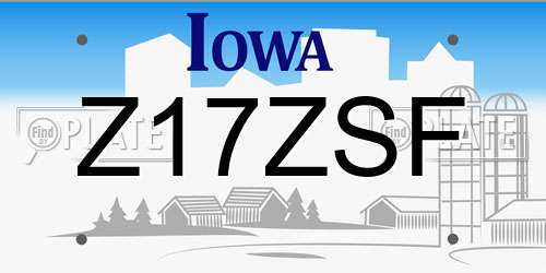 Z17ZSF Iowa License Plate