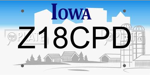 Z18CPD Iowa License Plate
