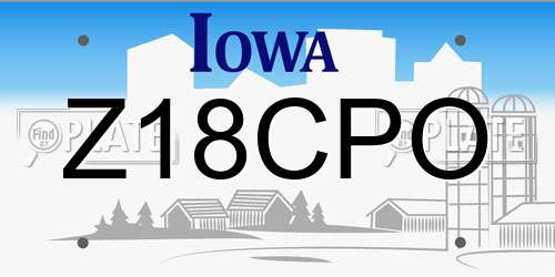 Z18CPO Iowa License Plate