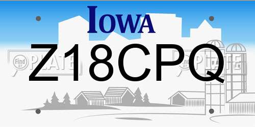 Z18CPQ Iowa License Plate