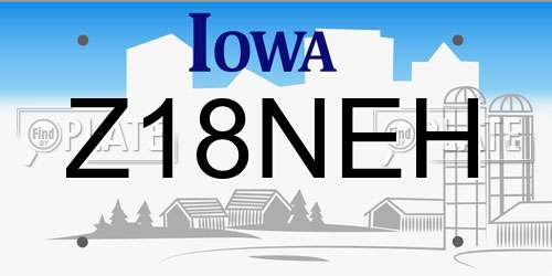 Z18NEH Iowa License Plate