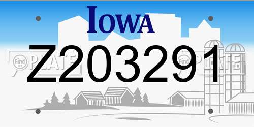 Z203291 Iowa License Plate