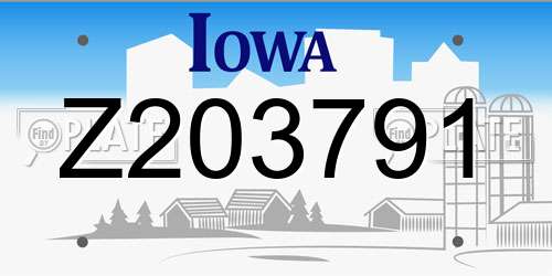 Z203791 Iowa License Plate