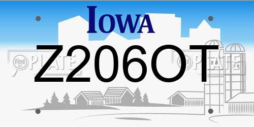 Z206OT Iowa License Plate