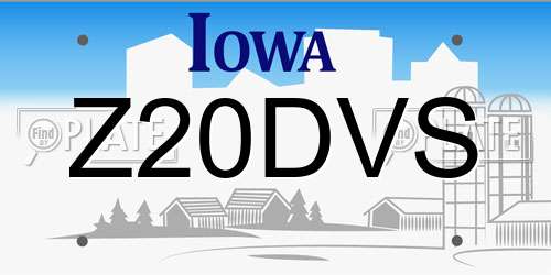 Z20DVS Iowa License Plate