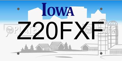 Z20FXF Iowa License Plate