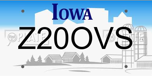 Z20OVS Iowa License Plate