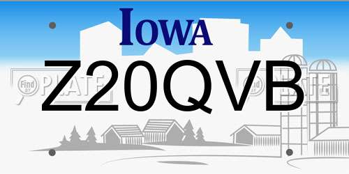 Z20QVB Iowa License Plate