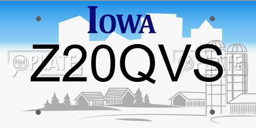 Z20QVS Iowa License Plate