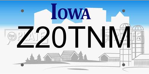 Z20TNM Iowa License Plate