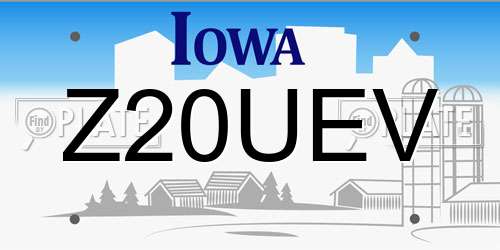 Z20UEV Iowa License Plate