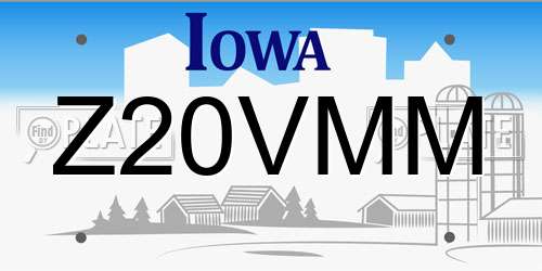 Z20VMM Iowa License Plate