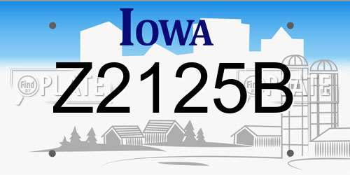 Z2125B Iowa License Plate