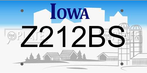 Z212BS Iowa License Plate