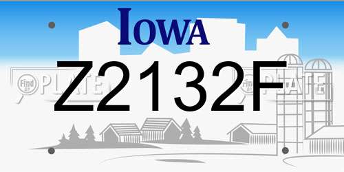 Z2132F Iowa License Plate