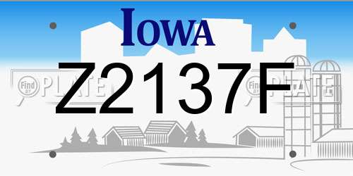 Z2137F Iowa License Plate