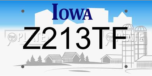 Z213TF Iowa License Plate