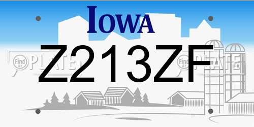 Z213ZF Iowa License Plate