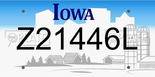 Z21446L Iowa License Plate