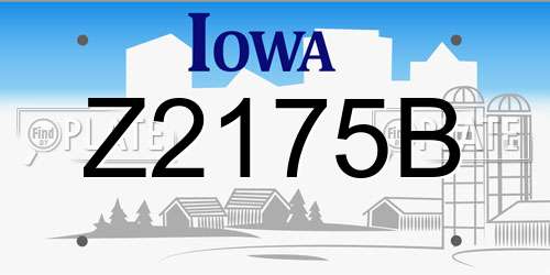 Z2175B Iowa License Plate