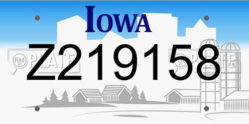 Z219158 Iowa License Plate