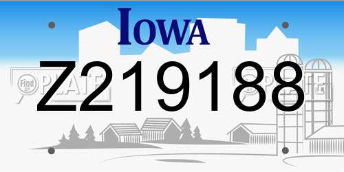 Z219188 Iowa License Plate