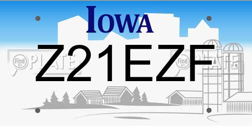 Z21EZF Iowa License Plate