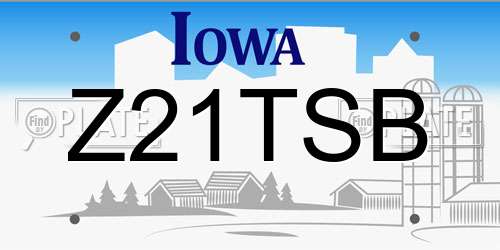 Z21TSB Iowa License Plate