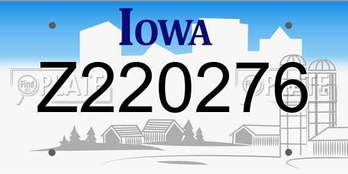 Z220276 Iowa License Plate