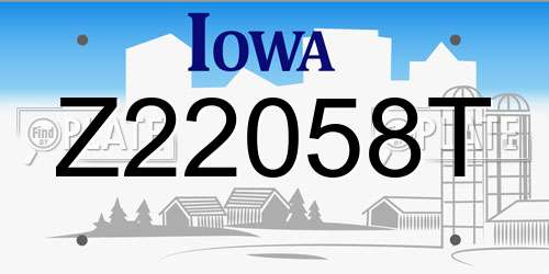 Z22058T Iowa License Plate