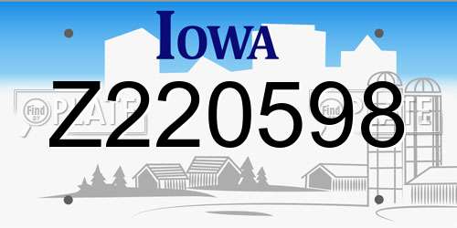Z220598 Iowa License Plate