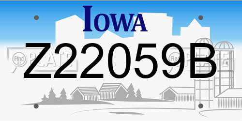 Z22059B Iowa License Plate