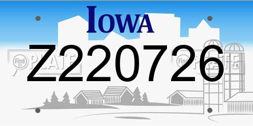 Z220726 Iowa License Plate