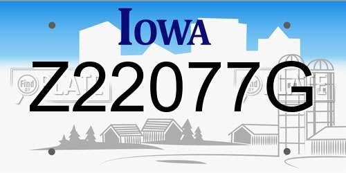 Z22077G Iowa License Plate