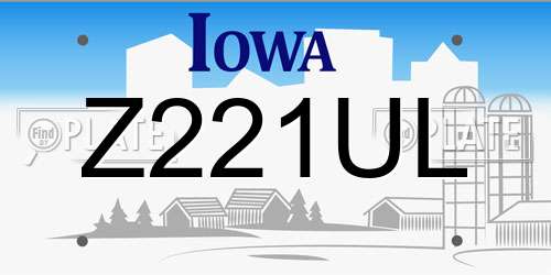 Z221UL Iowa License Plate