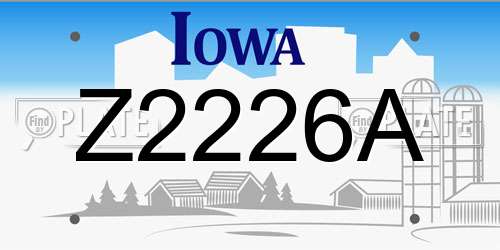 Z2226A Iowa License Plate