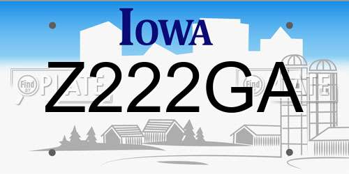 Z222GA Iowa License Plate