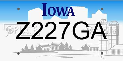 Z227GA Iowa License Plate